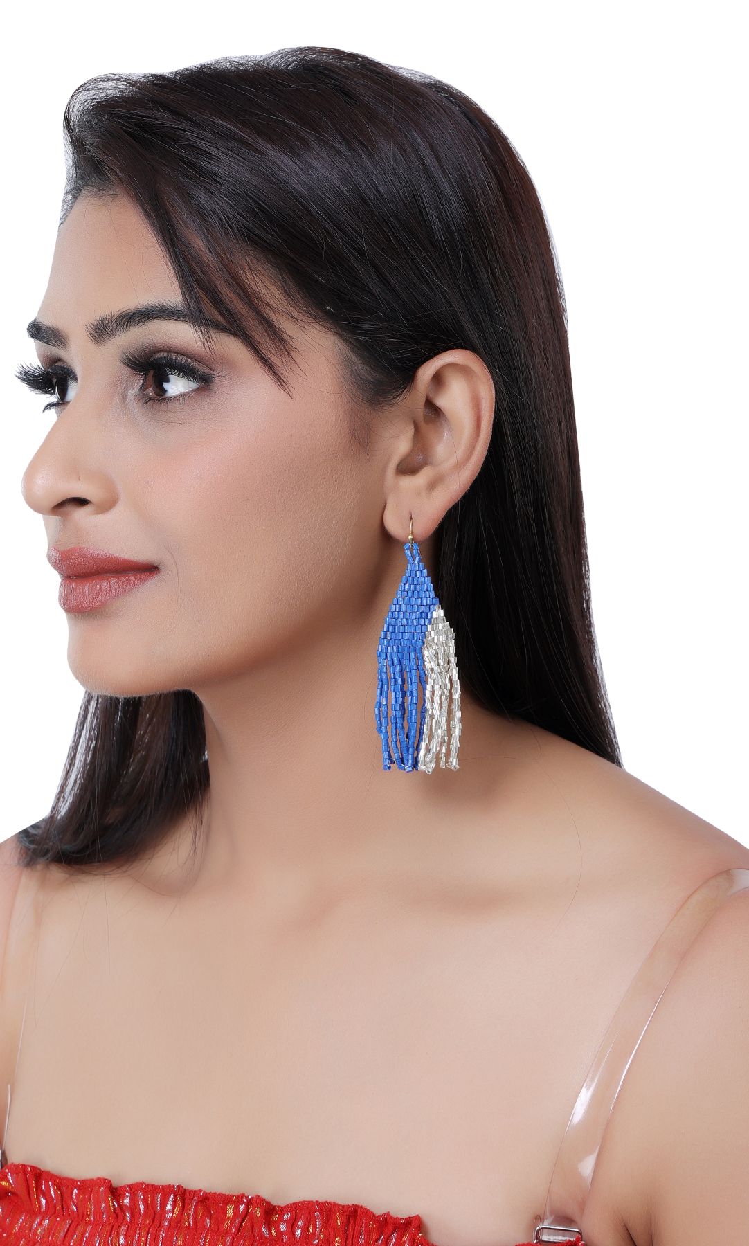 WOMEN WESTERN-EARRING-SEED FRINGERS